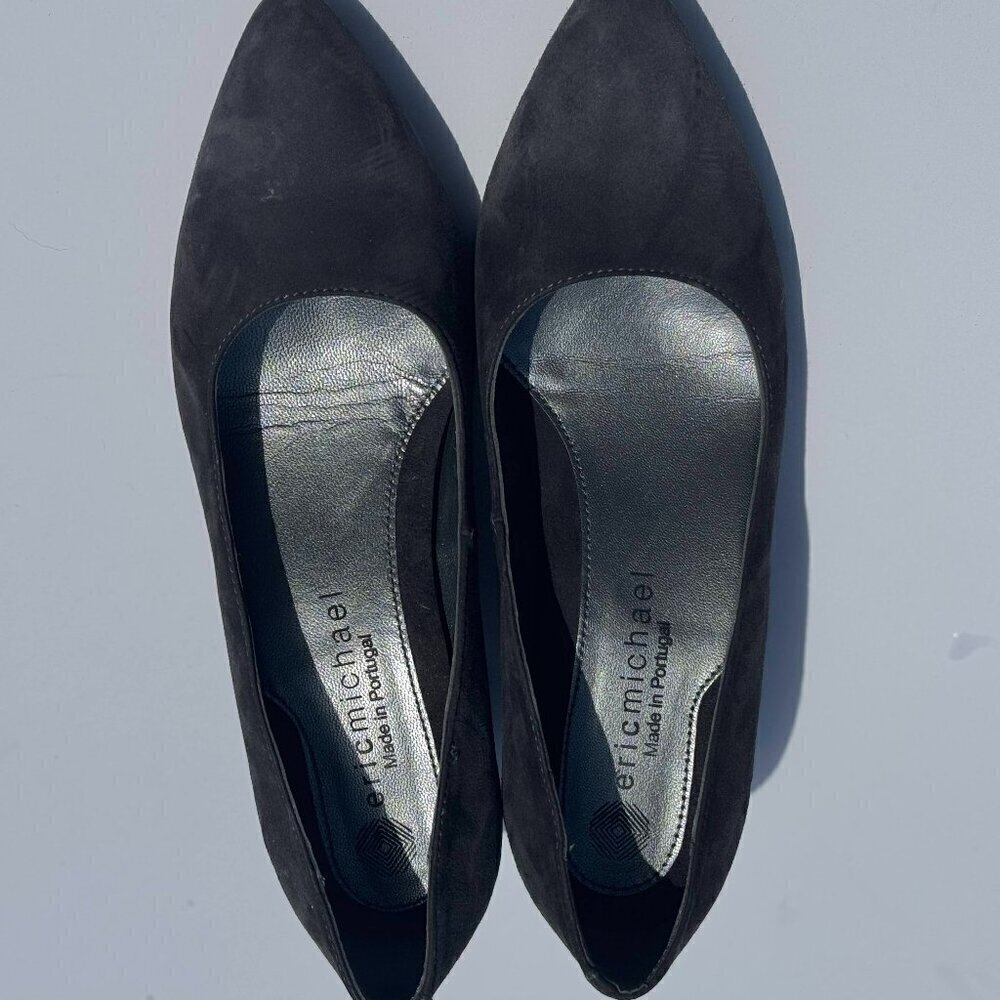 Eric Michael Shoes Heels Size 7.5 Black Gray women's suede pointy toe shoe 38 EU - Picture 11 of 12